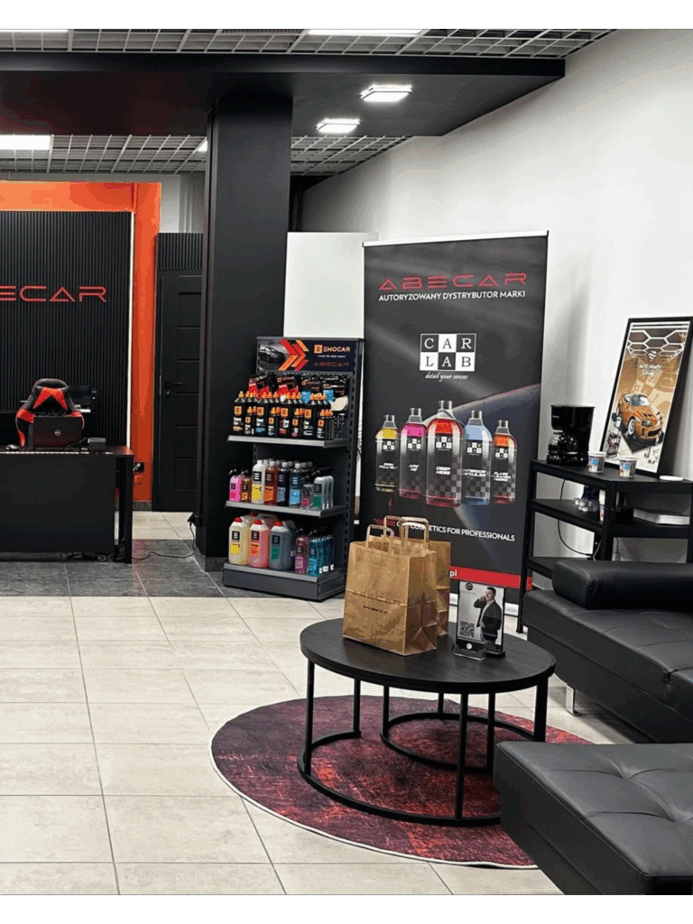 Projekt sklepu motoryzacyjnego ABEcar w Galerii Olimp w Lublinie – MiZart Design