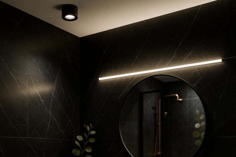 Oświetlenie LED z okrągłym lustrem