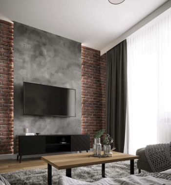Projektowanie wnętrz prywatnych w Lublinie – nowoczesny salon w stylu LOFT